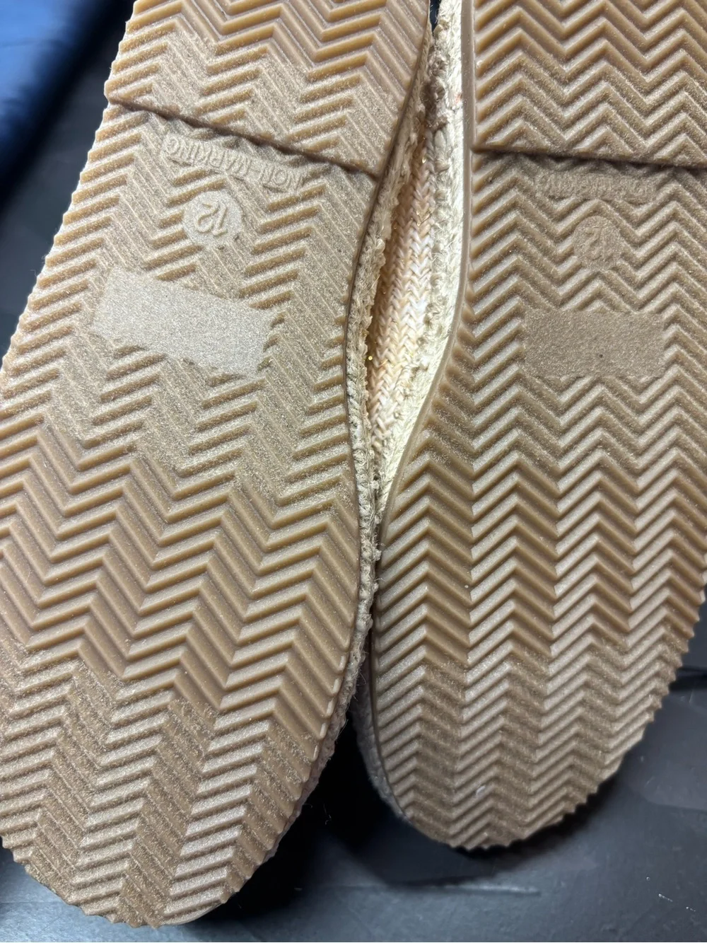 Cat & Jack Beige Woven Ballet Flats with White Flower Accent b138s